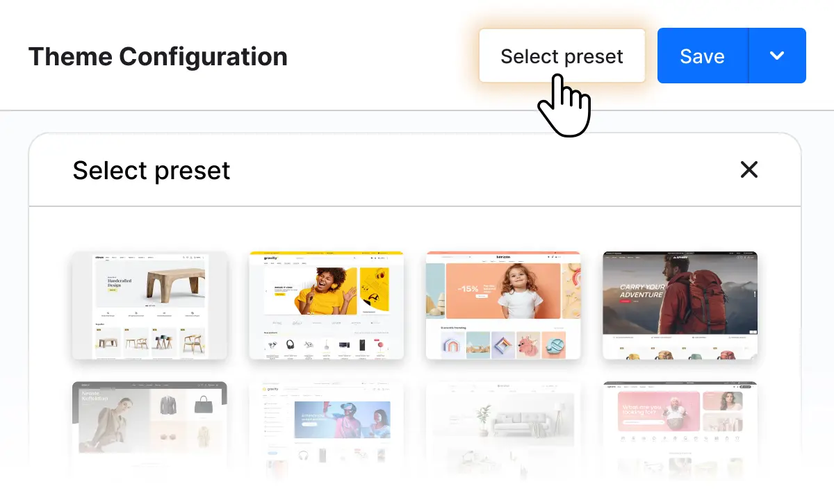 Theme-Konfiguration Vorlagen-Popup